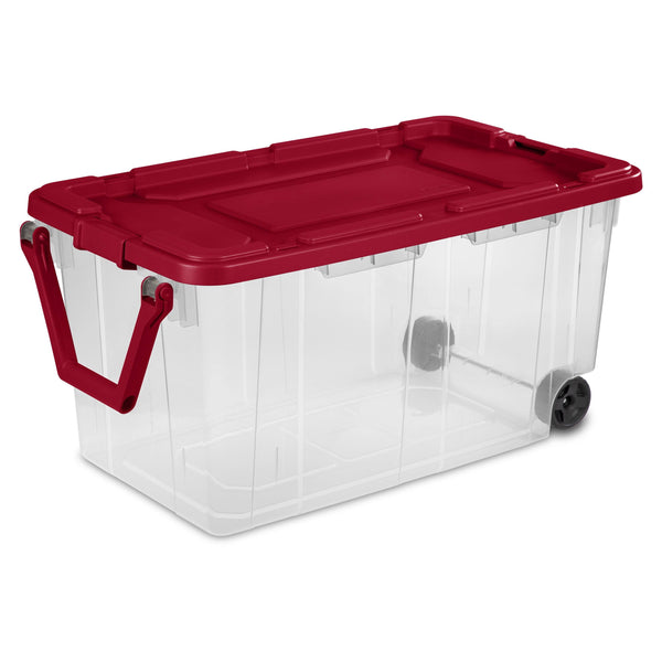 Sterilite 160 Qt. Wheeled Storage Box Plastic, Infra Red