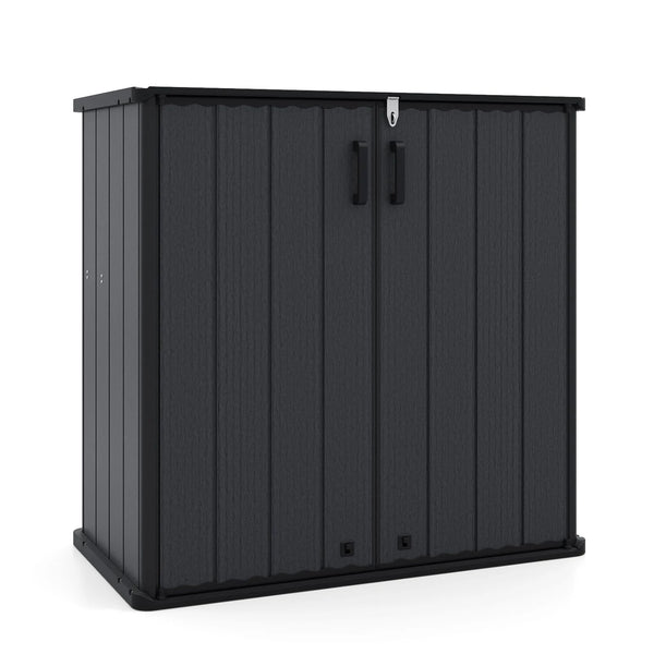 Tangkula 175 Gallon All-Weather Outdoor Storage Box with Lockable Door & Removable Shelf
