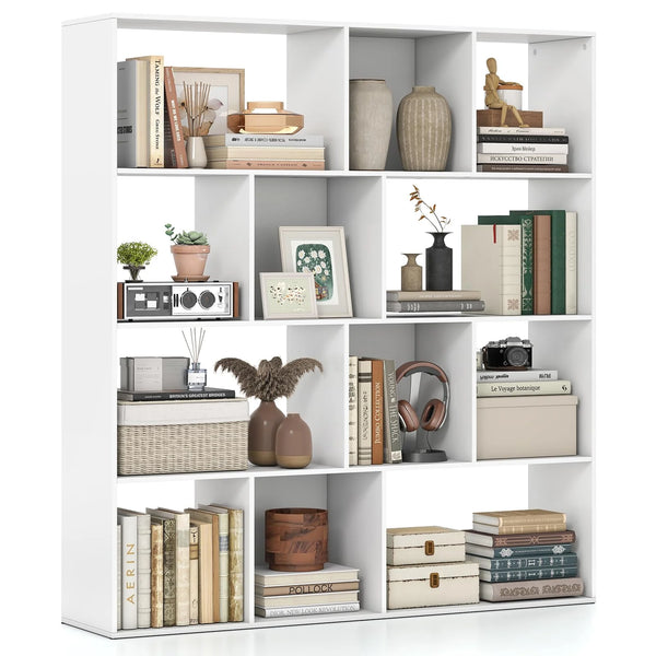 Tangkula 12 Cube 4-Tier Freestanding Storage Organizer Bookcase with Open Cubes