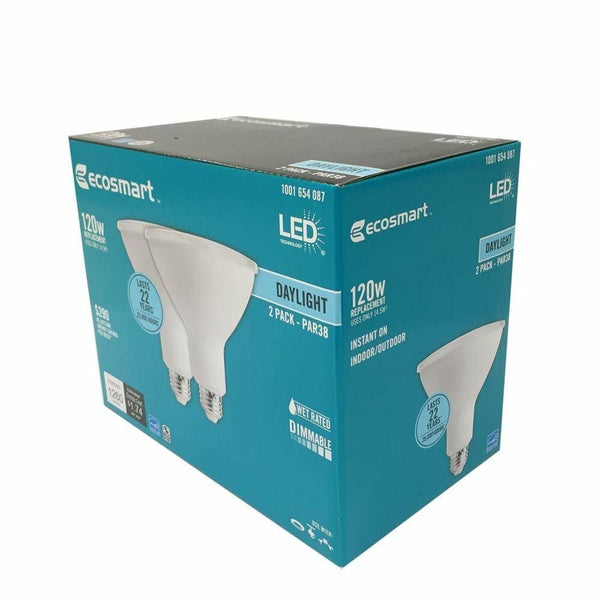 Ecosmart 120W Equivalent Daylight PAR38 Dimmable LED Flood Light Bulb (2-Pack)