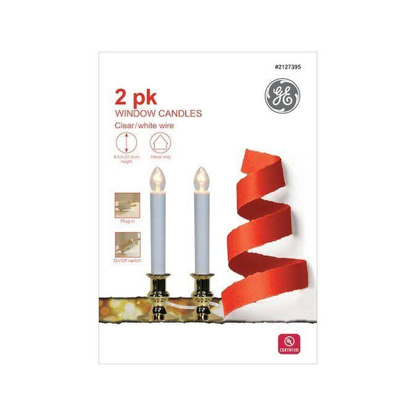 2 Pack Window Candles - Clear Bulb - 8.5 in